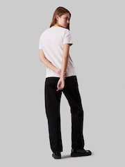Calvin Klein Grey Regular Fit 100% Cotton Chenille Monologo T-Shirt - Image 4 of 5