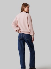 Calvin Klein Pink 100% Organic Cotton Chenille Monologo Crew Neck Sweatshirt - Image 2 of 4