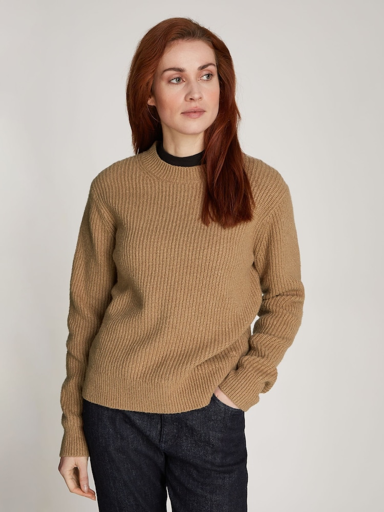 Calvin Klein Brown Boucle Rib Crew Neck Relaxed Jumper - Image 1 of 7