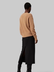 Calvin Klein Brown Boucle Rib Crew Neck Relaxed Jumper - Image 2 of 7
