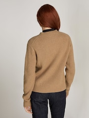 Calvin Klein Brown Boucle Rib Crew Neck Relaxed Jumper - Image 3 of 7