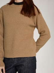 Calvin Klein Brown Boucle Rib Crew Neck Relaxed Jumper - Image 4 of 7