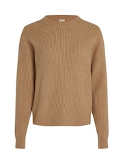 Calvin Klein Brown Boucle Rib Crew Neck Relaxed Jumper - Image 5 of 7