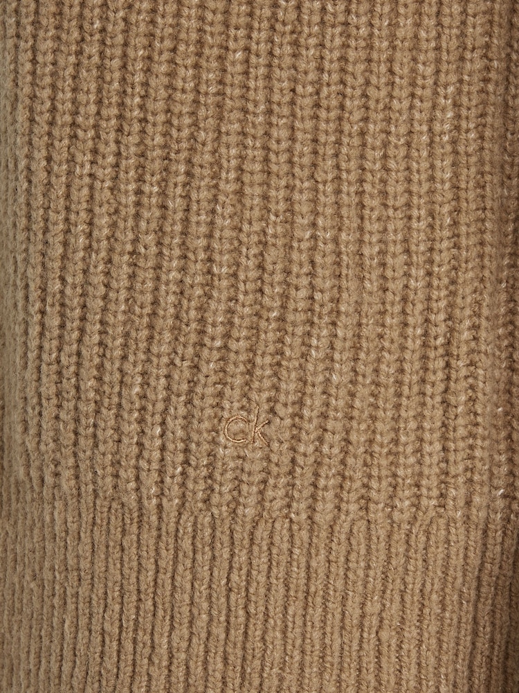 Calvin Klein Brown Boucle Rib Crew Neck Relaxed Jumper - Image 7 of 7