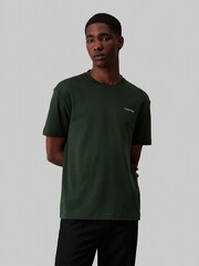 Calvin Klein Aqua Blue 100% Cotton Micro Logo Interlock T-Shirt - Image 1 of 3