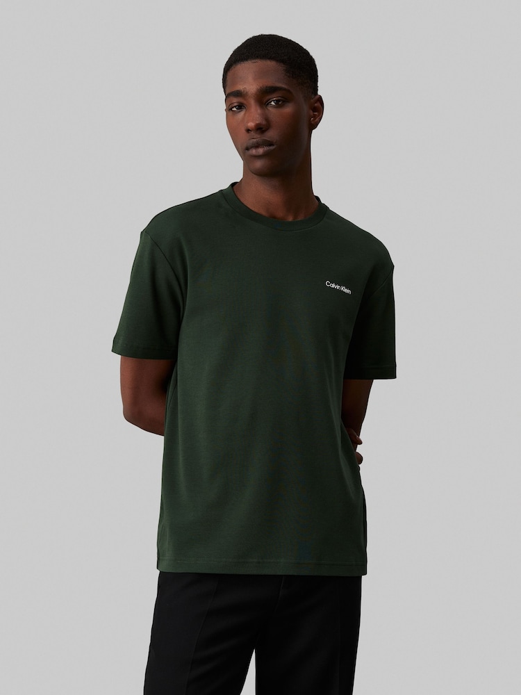 Calvin Klein Aqua Blue 100% Cotton Micro Logo Interlock T-Shirt - Image 1 of 3