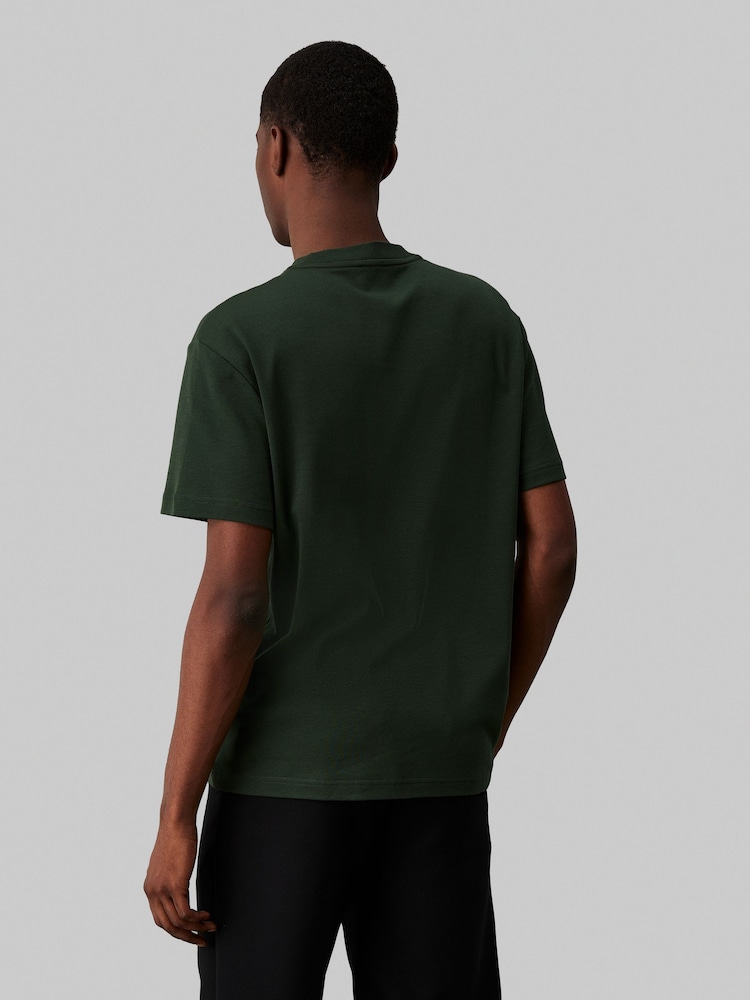 Calvin Klein Aqua Blue 100% Cotton Micro Logo Interlock T-Shirt - Image 2 of 3