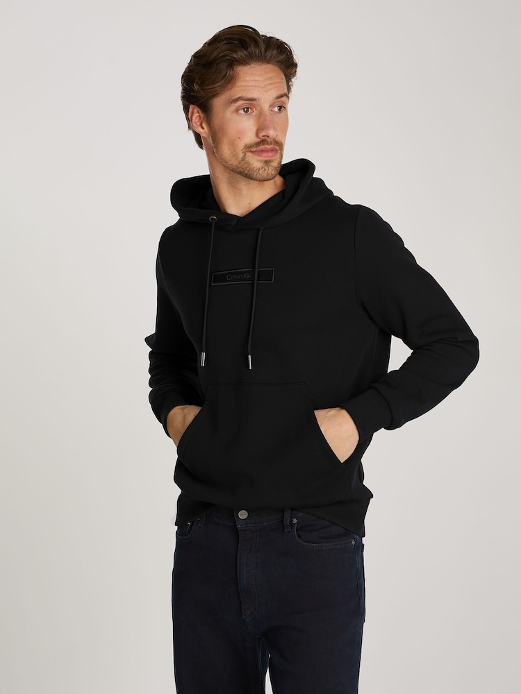 Calvin Klein Black Embroidered Logo Peached Hoodie - Image 1 of 6