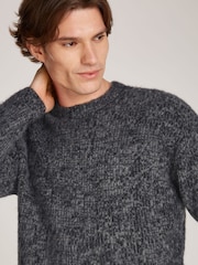 Calvin Klein Black Jacquard Alpaca Blend Crew Neck Jumper - Image 3 of 6