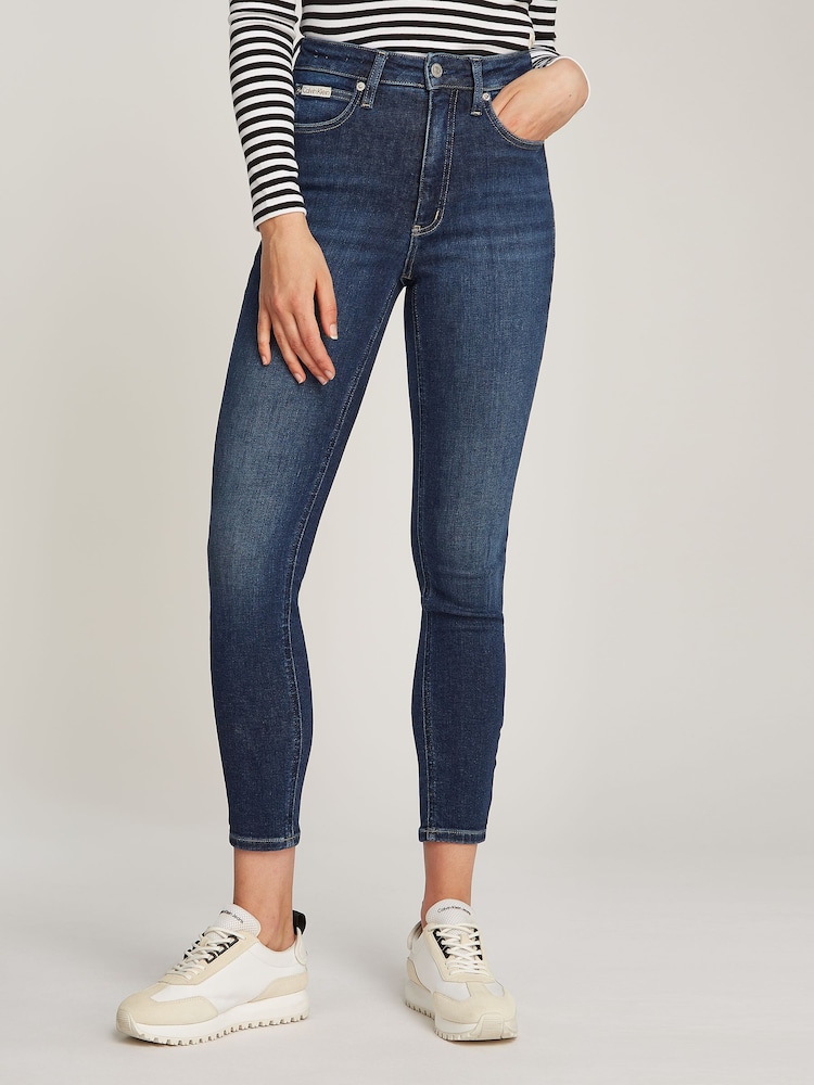 Calvin Klein Blue High Rise Super Skinny Ankle Jeans - Image 1 of 6