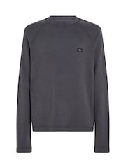 Metallic - Calvin Klein Raglan-T-Shirt mit verwaschenem Waffelmuster und gewebtem Label aus 100 % Baumwolle - Bild 4 von 6