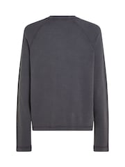 Metallic - Calvin Klein Raglan-T-Shirt mit verwaschenem Waffelmuster und gewebtem Label aus 100 % Baumwolle - Bild 5 von 6
