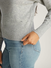 Calvin Klein Grey Cashmere Crew Neck Long Sleeved Jumper - Image 4 of 5