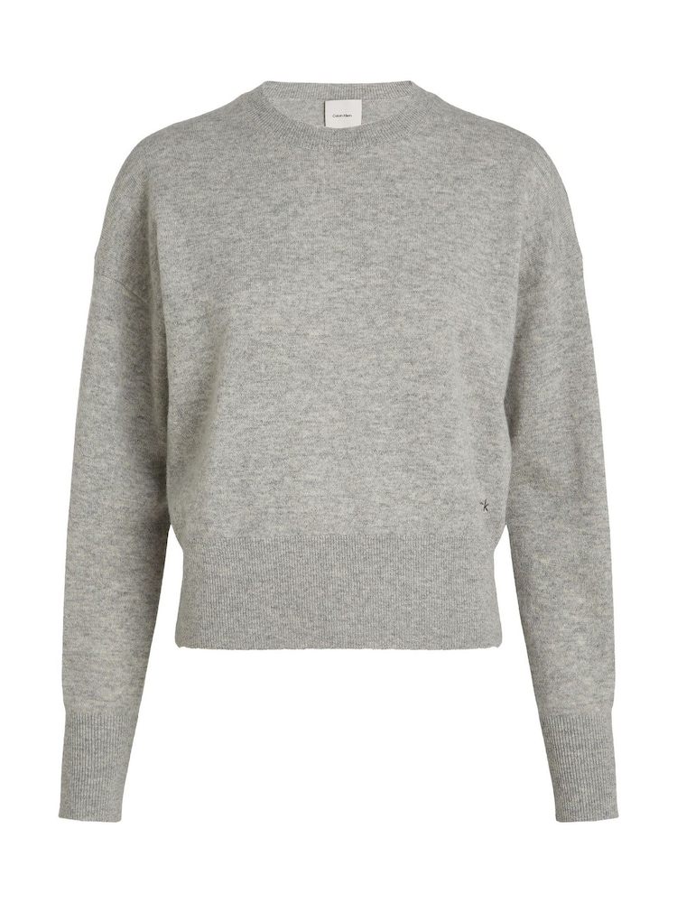 Calvin Klein Grey Cashmere Crew Neck Long Sleeved Jumper - Image 5 of 5 Calvin Klein Grey Cashmere Crew Neck Long Sleeved Jumper - Image 5 of 5