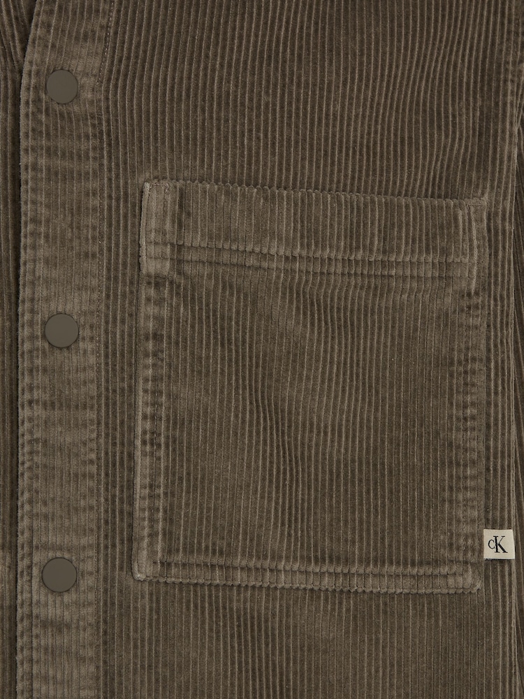 Calvin Klein Brown 100% Cotton Corduroy Overshirt - Image 6 of 6