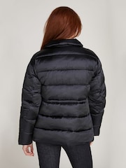 Calvin Klein Black Padded Satin Drawstring Jacket - Image 3 of 7