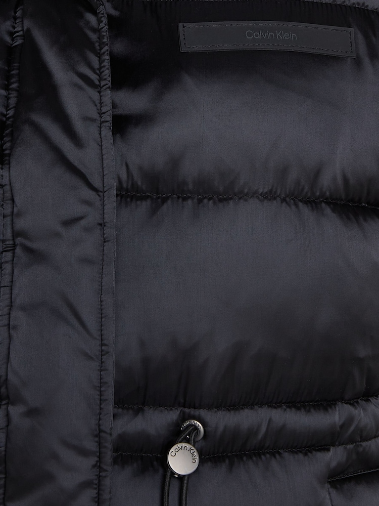 Calvin Klein Black Padded Satin Drawstring Jacket - Image 7 of 7