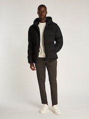 Calvin Klein Black Short Wool Hooded Puffer Jacket - Image 1 of 7