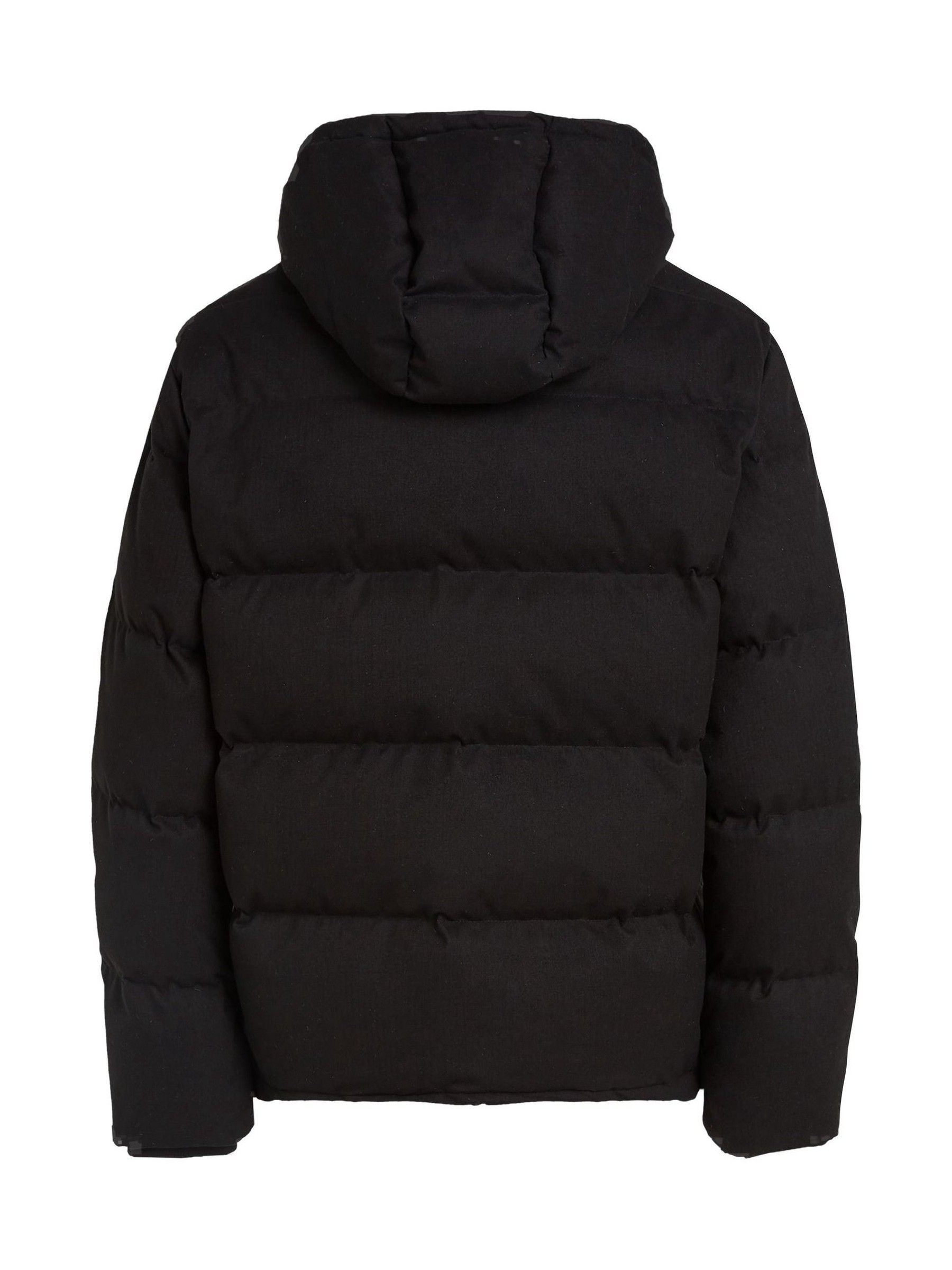 Buy Calvin Klein Black Short Wool Hooded Puffer Jacket from
