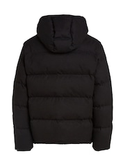 Calvin Klein Black Short Wool Hooded Puffer Jacket - Image 6 of 7