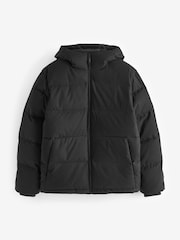 Calvin Klein Black Short Wool Hooded Puffer Jacket - Image 7 of 7