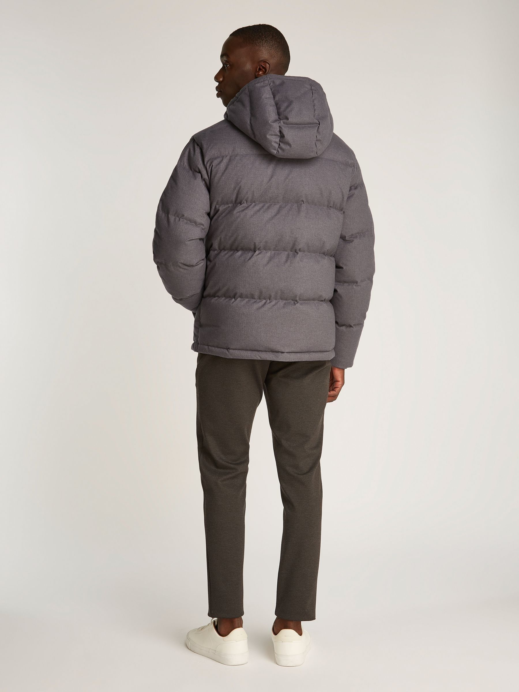 Buy Calvin Klein Grey Short Wool Hooded Puffer Jacket from Next Luxembourg