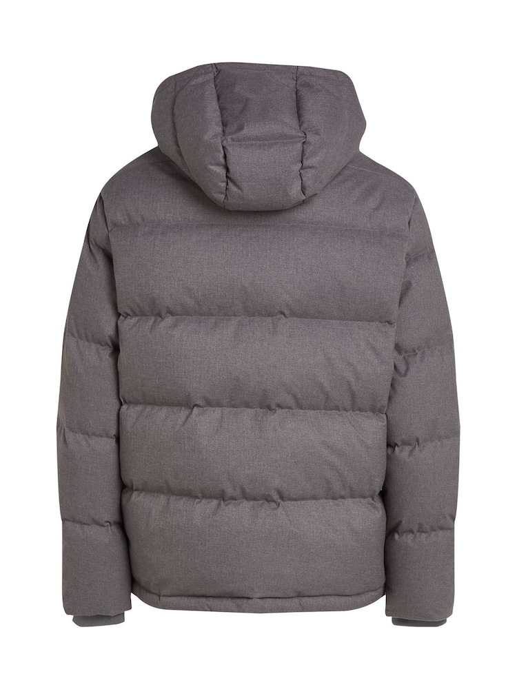 Calvin Klein Grey Short Wool Hooded Puffer Jacket - Image 6 of 6