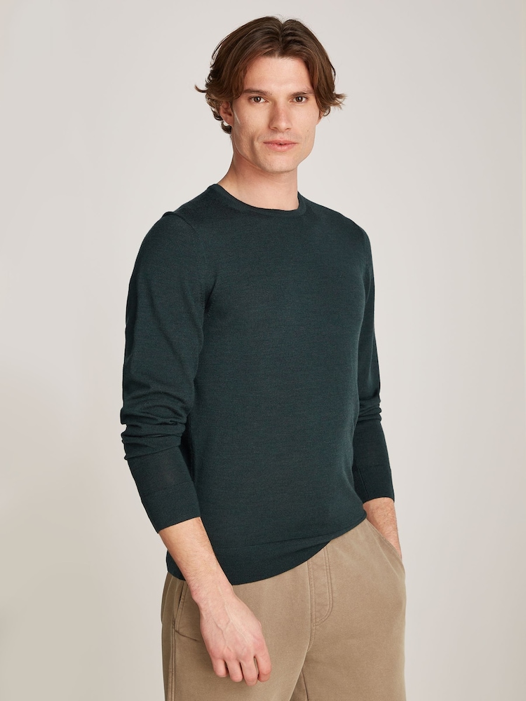 Calvin Klein Blue Merino Crew Neck Jumper - Image 1 of 6