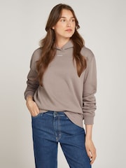 Calvin Klein Brown Regular Fit Nano Logo Fleece Hoodie - Image 1 of 6