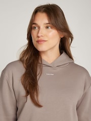 Calvin Klein Brown Regular Fit Nano Logo Fleece Hoodie - Image 3 of 6