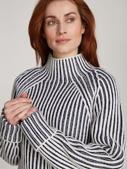 Calvin Klein Blue Recycled Wool Two Tone Stripe Jumper - Image 3 of 6
