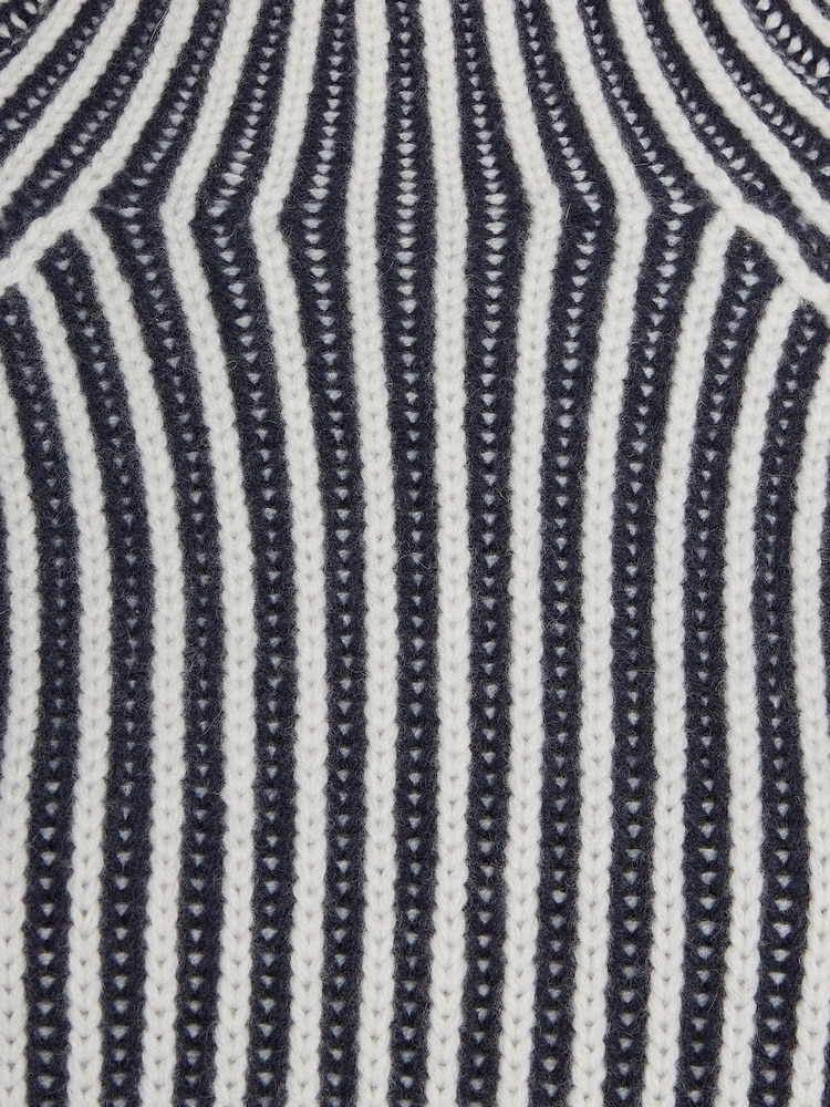 Calvin Klein Blue Recycled Wool Two Tone Stripe Jumper - Image 6 of 6