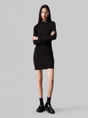 Calvin Klein Black Logo Elastic Milano Dress - Image 1 of 4