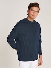 Calvin Klein Blue Crew Neck Knit Jumper - Image 1 of 6