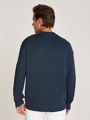 Calvin Klein Blue Crew Neck Knit Jumper - Image 2 of 6