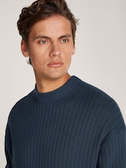 Calvin Klein Blue Crew Neck Knit Jumper - Image 3 of 6