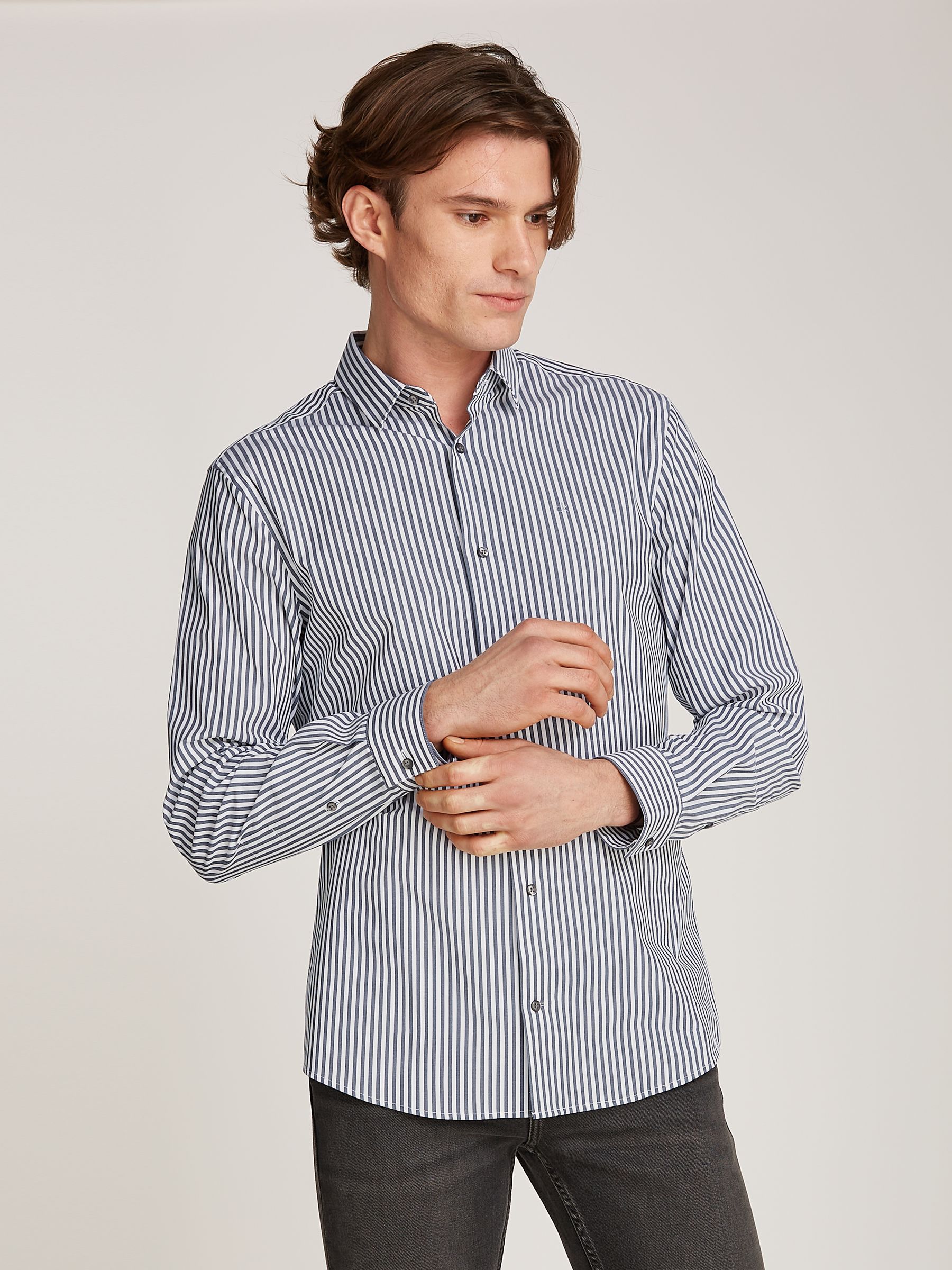 Buy Calvin Klein Blue Poplin Stretch Stripe Shirt from Next USA