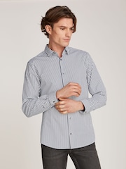 Calvin Klein Blue Poplin Stretch Stripe Shirt - Image 1 of 6