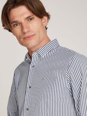 Calvin Klein Blue Poplin Stretch Stripe Shirt - Image 3 of 6