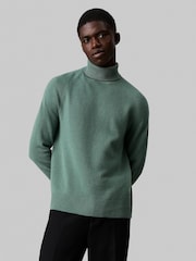 Calvin Klein Green Luxury Wool Turtleneck Jumper - Image 1 of 5