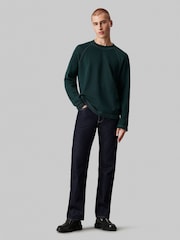 Calvin Klein Green 100% Cotton Washed Woven Label Waffle Raglan T-Shirt - Image 3 of 4