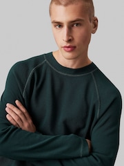 Calvin Klein Green 100% Cotton Washed Woven Label Waffle Raglan T-Shirt - Image 4 of 4