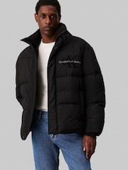 Calvin Klein Black Chenille Puffer Jacket - Image 1 of 4