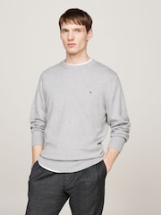 Tommy Hilfiger Grey Cotton Blend Jumper With Cashmere - Image 1 of 5