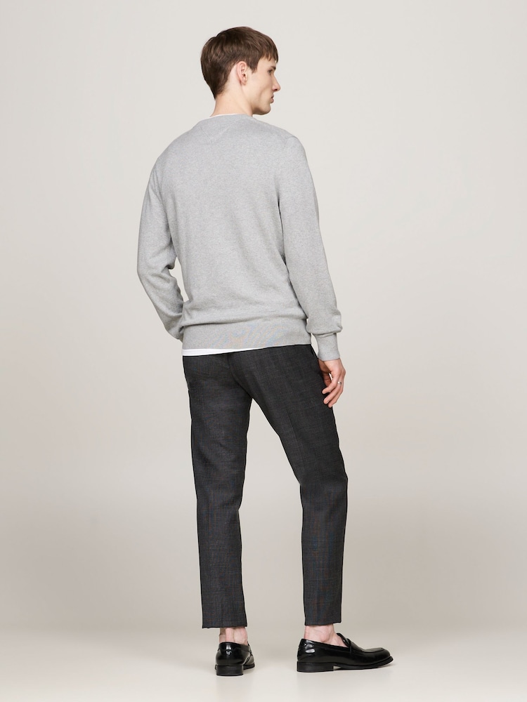 Tommy Hilfiger Grey Cotton Blend Jumper With Cashmere - Image 2 of 5
