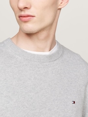 Tommy Hilfiger Grey Cotton Blend Jumper With Cashmere - Image 3 of 5