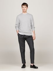 Tommy Hilfiger Grey Cotton Blend Jumper With Cashmere - Image 4 of 5