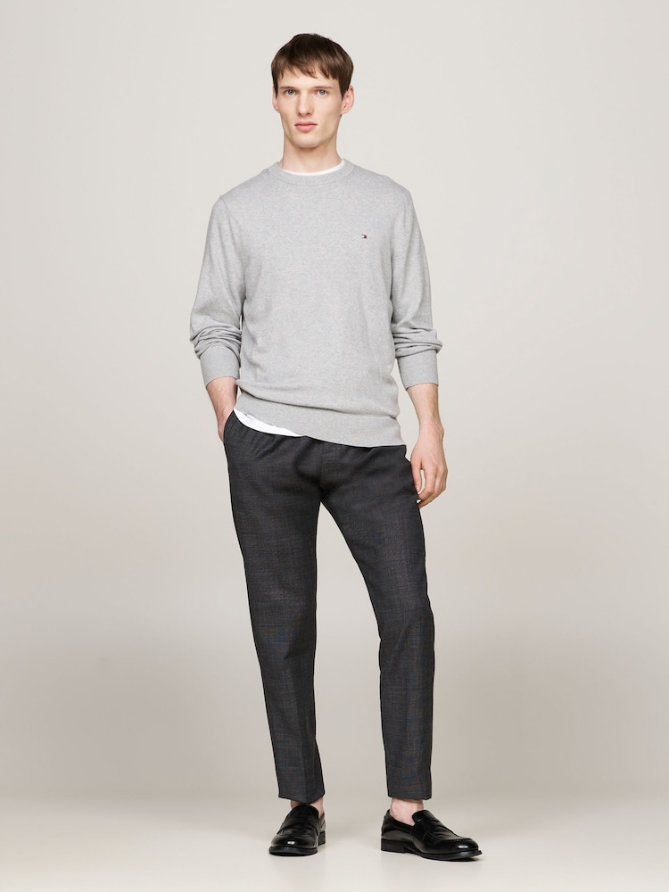 Tommy Hilfiger Grey Cotton Blend Jumper With Cashmere - Image 4 of 5