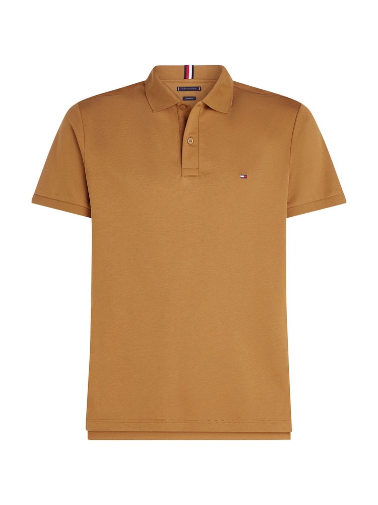 Tommy Hilfiger Brown Regular Fit Liquid 100% Cotton Essential Polo Shirt - Image 5 of 5