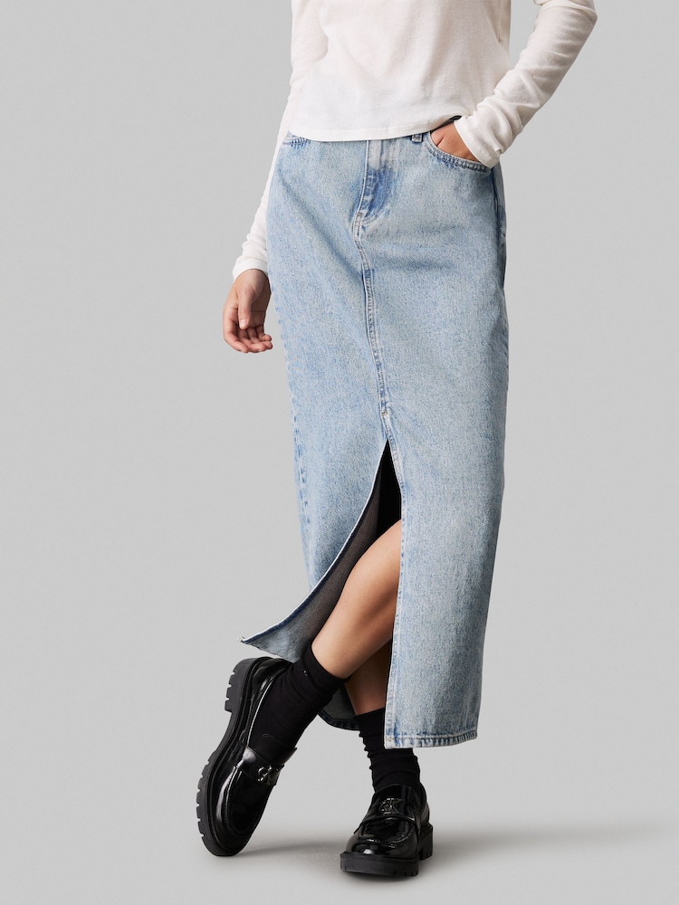Calvin Klein Blue Maxi Denim Skirt - Image 1 of 4